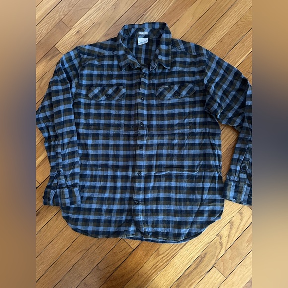 Columbia Men’s XL Omni-Wick Cotton Flannel Button Down Shirt! Blue - Picture 1 of 14